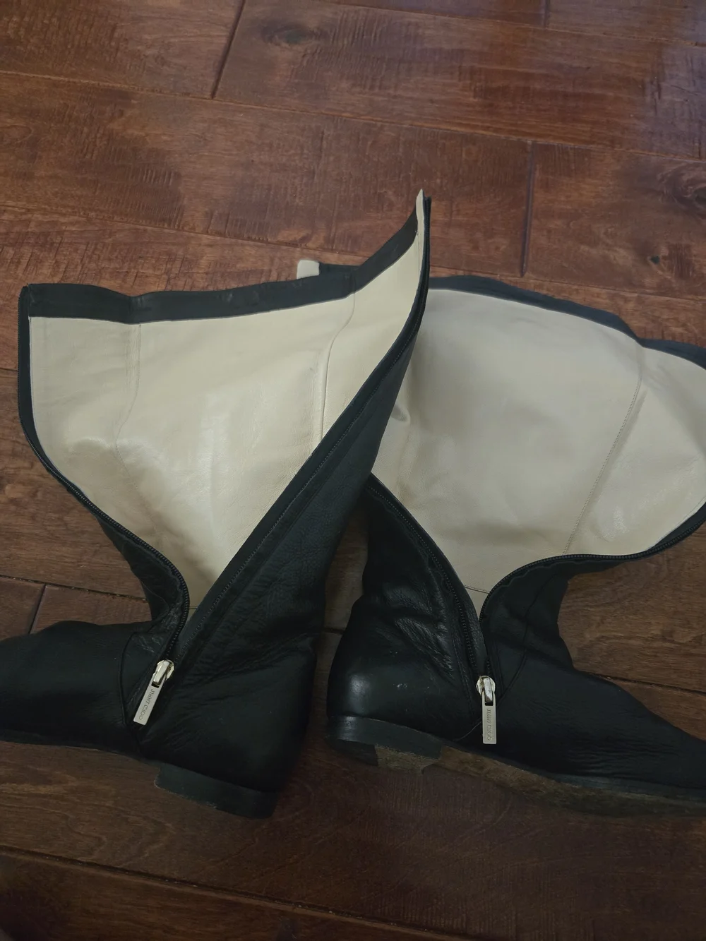 JIMMY CHOO Black Leather Tall Riding Boots - Classic Women's Style